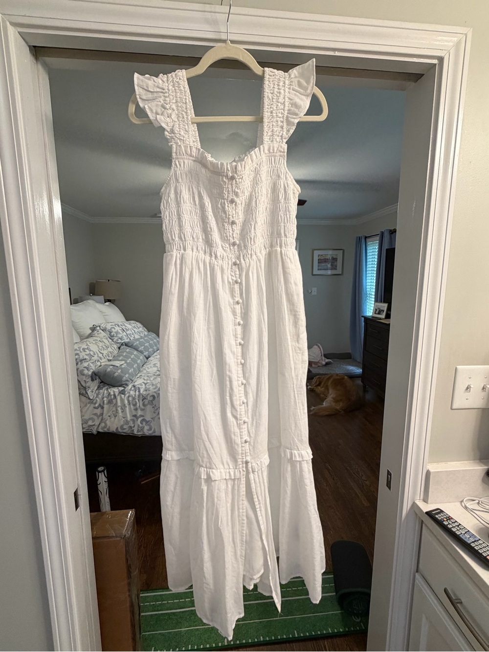NWT White Anthropologie Peregrine Square-Neck Midi Dress